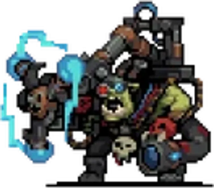 Big Mek with Shokk Attack Gun pixel-art sprite